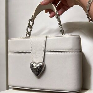 Rare Vintage Juicy Couture Leather Pillbox Purse, Heart Locket Clasp